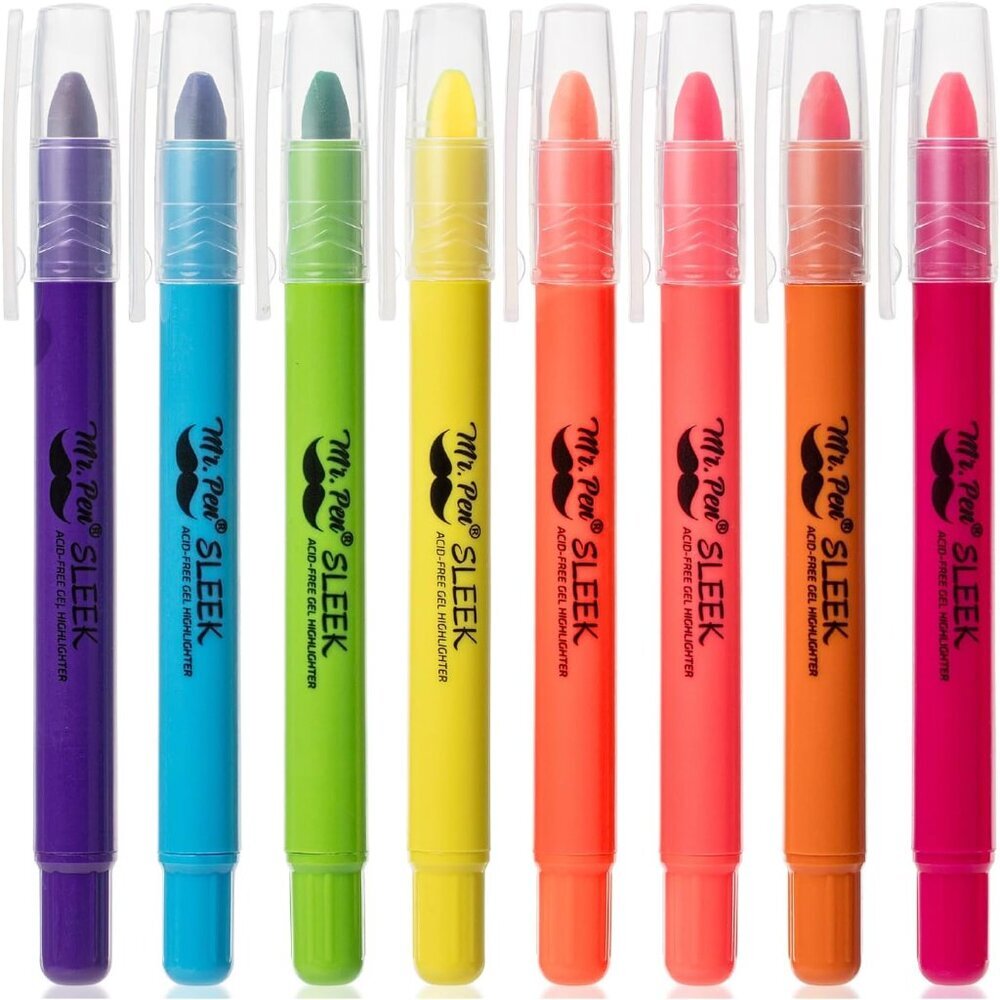 No Bleed Gel Highlighter, Bible Highlighters, Assorted Colors, Pack of 8
